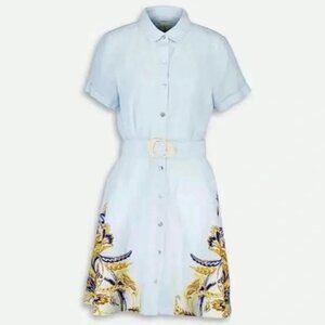 Joie pale blue linen shirt dress with a belted waist, S